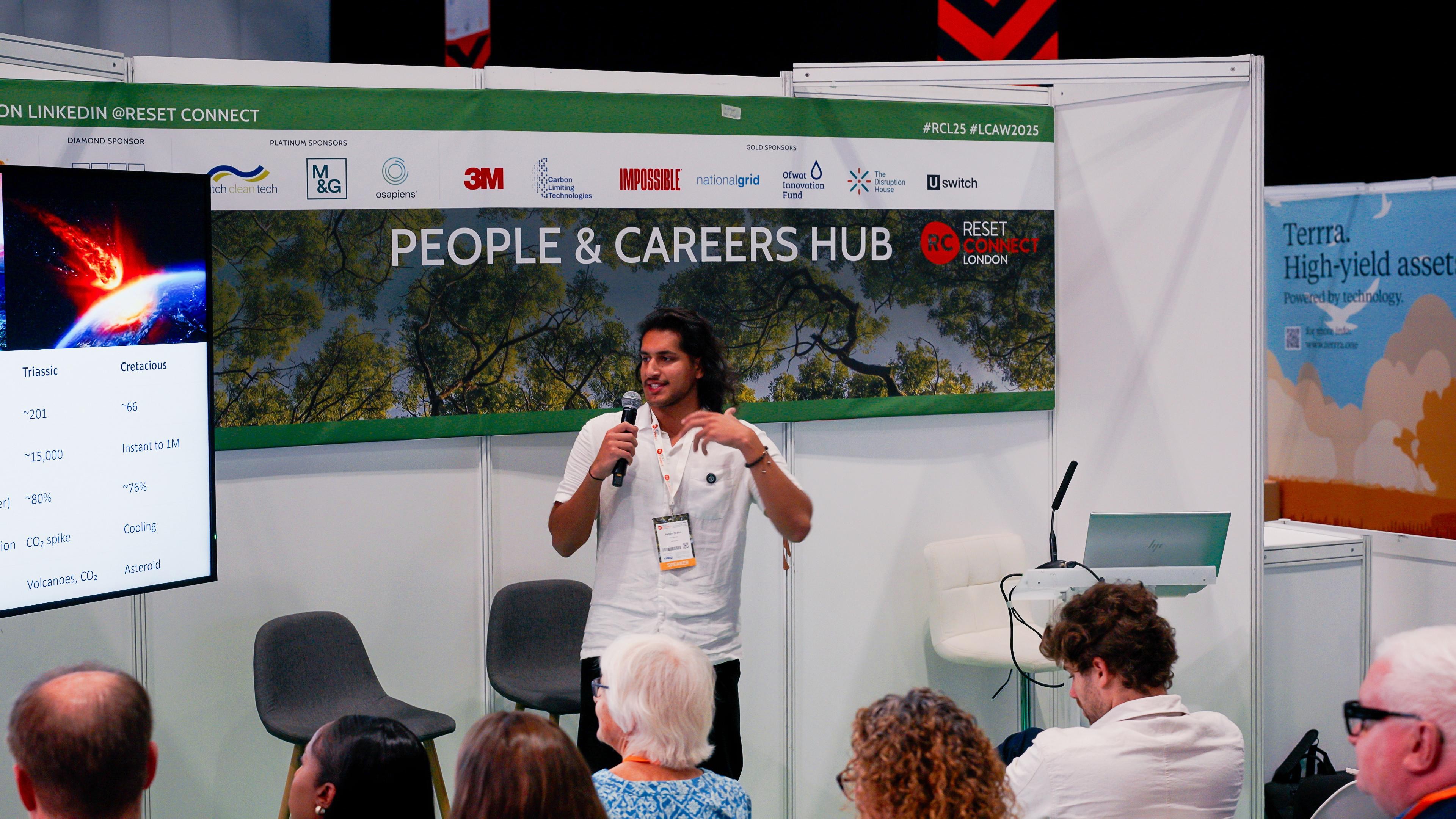 Aadam speaking at Reset Connect's People and Careers Hub